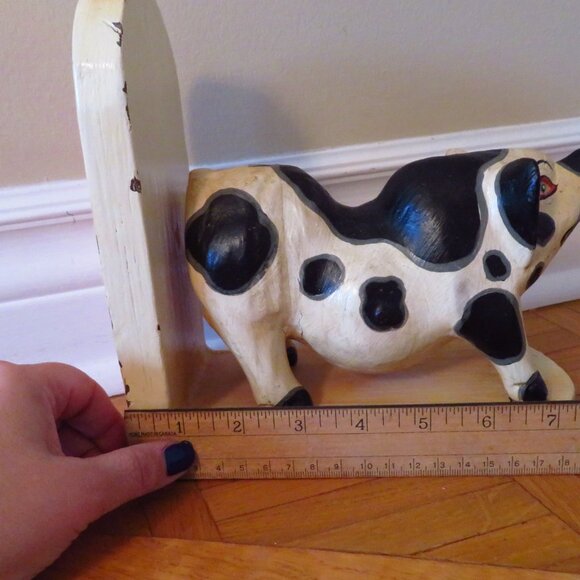 Vtg Hand Carved Pig Boar Potbelly Hog Folk Art Solid Wood Sculpture book end fig - Picture 10 of 10